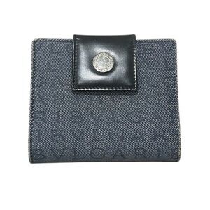 EUC Women’s Bvlgari Blue Denim Wallet with Black and Silver Detail